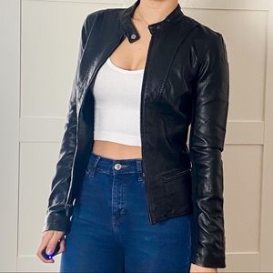 Express Faux Leather Black Jacket XS